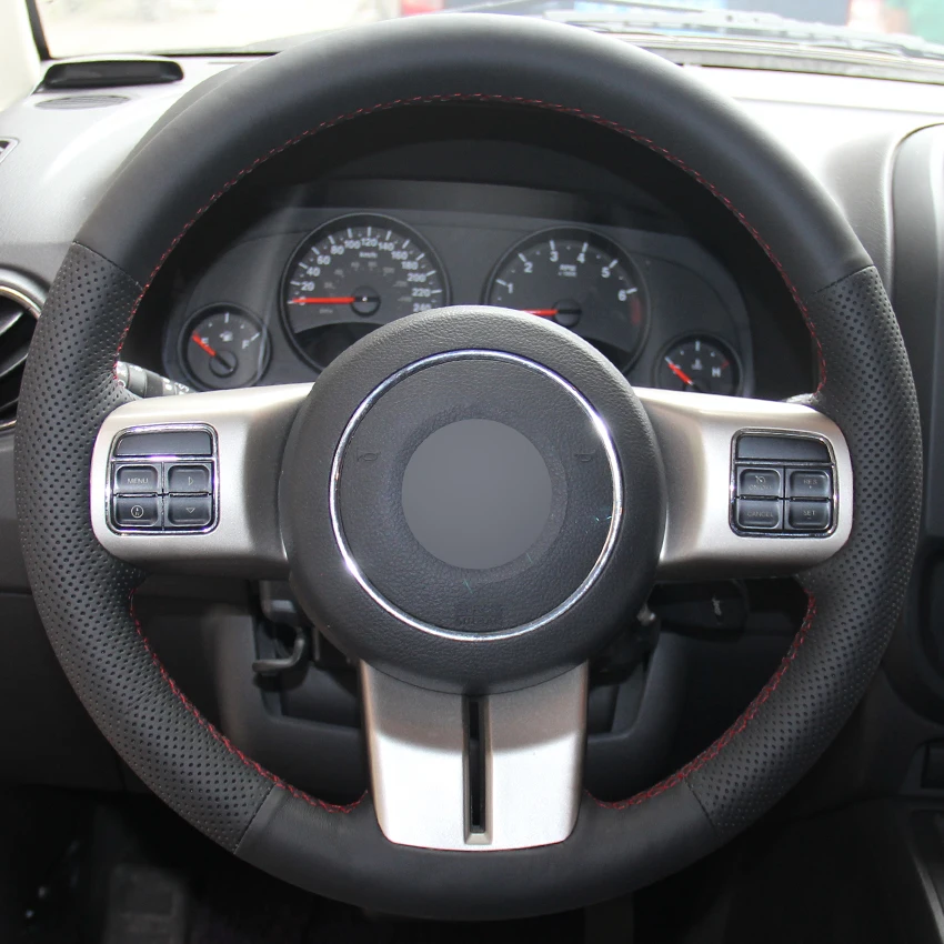 Черный PU искусственная кожа Чехол рулевого колеса автомобиля для Jeep Grand Cherokee 2011-2013 Компас Патриот 2011- Wrangler 2011