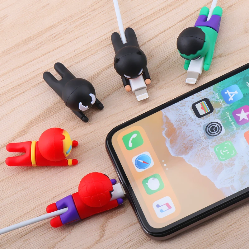 Милые Мстители мультфильм защита для кабеля "укус" для iphone 5s 6 6plus 7 8 x xr сматывание кабеля крышка супер герой Железный человек модель протектор