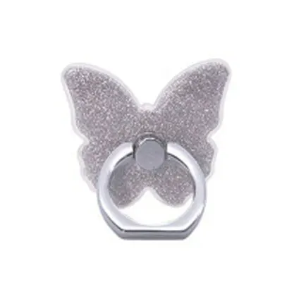 Серебристый Ascromy кольцо подставка держатель бабочка Bling Блеск Универсальный 360 градусов ручка для смартфонов iPhone 7 Xiaomi huawei samsung - Цвет: Серебристый