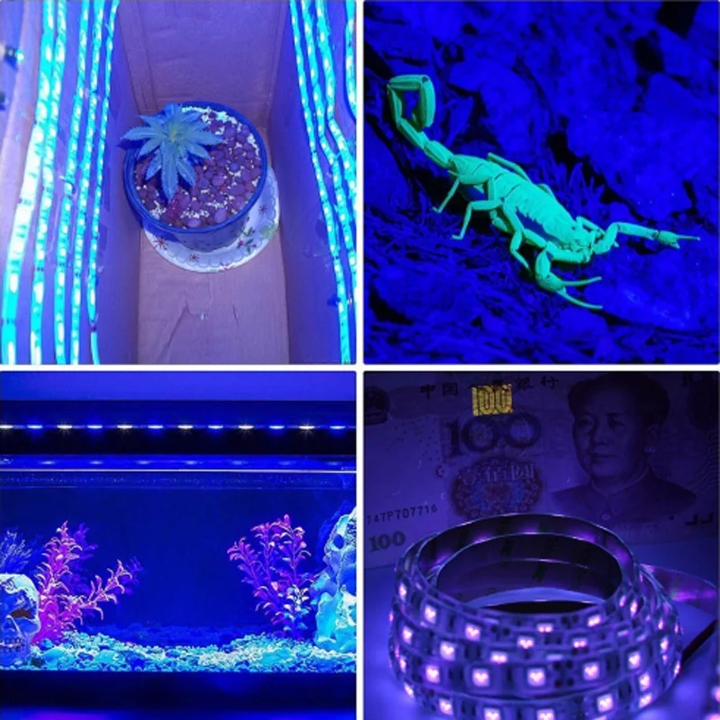 DC5V USB SMD 5050 UV светодиодный гибкие диод Лента лампы не водонепроницаемый IP30 30 светодиодный s/m Ультрафиолетовое UV Светодиодные ленты с 0,5 m USB провод