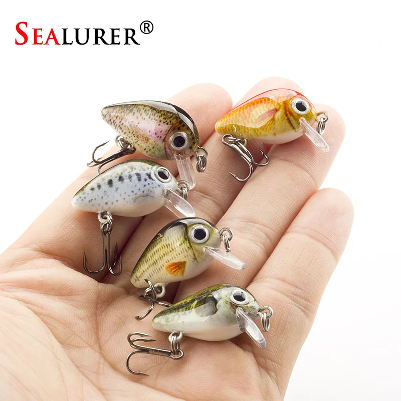 Sealurer 5 шт./лот 1,8 г 3 см Topwater 0,1-0,5 м японский воблер мини кренкбейт 5 приманки с пластиковой коробкой приманка для ловли нахлыстом сумасшедшая воблер