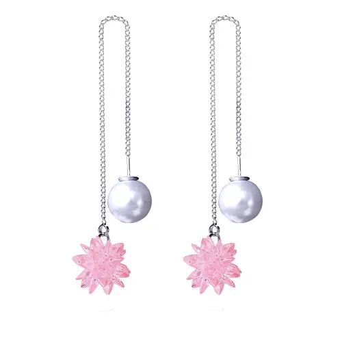 Fashion earring with Stone белый хрустальный лед цветок женский стерлингового серебра 925 пробы дамы 'падение серьги ювелирные изделия Pendientes бижутерия - Окраска металла: Pink