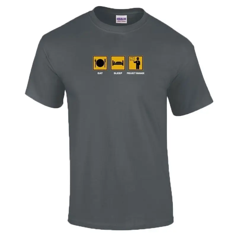 Футболка с надписью Eat Sleep PROJECT MANAGE Organising Work Funny 16 цветов до 3XL новые футболки