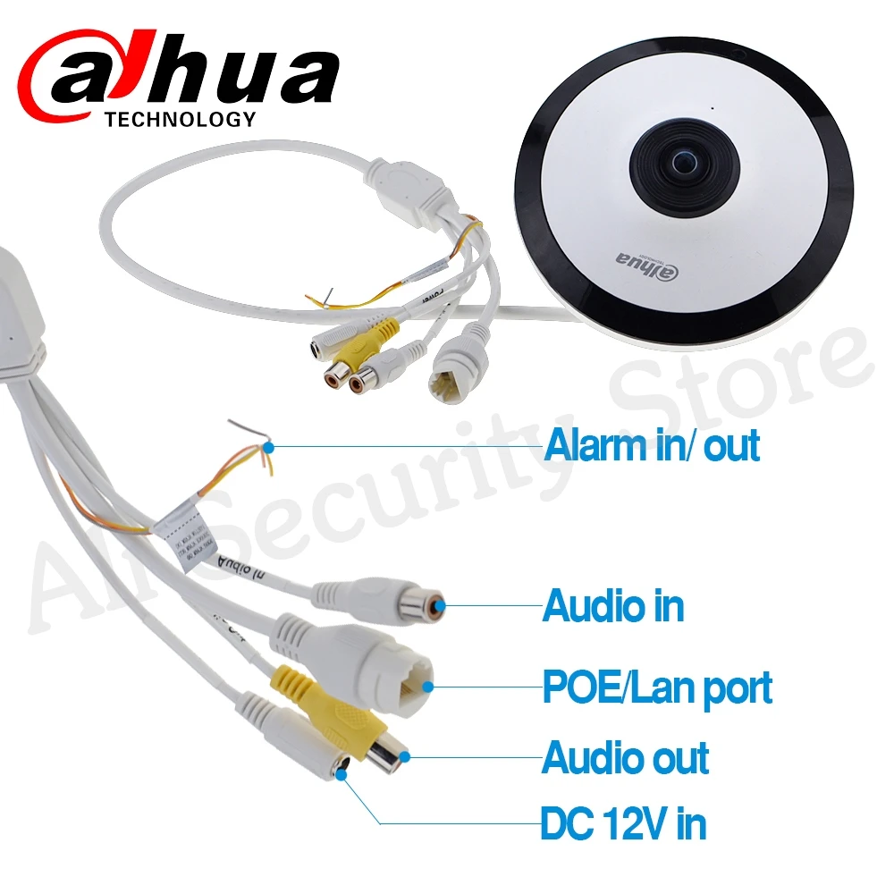Dahua IPC-EW4431-ASW 4MP панорама 180 градусов POE wifi рыбий глаз ip-камера Встроенный микрофон слот для sd-карты аудио сигнал тревоги вход/выход интерфейс
