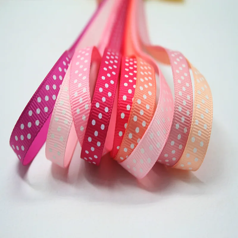 10yards/lot 9mm Width Classic Oblique Three Points Grosgrain Ribbon Polyester Ribbed Printing Dot Fabric DIY Hand-made Webbing | Дом и сад