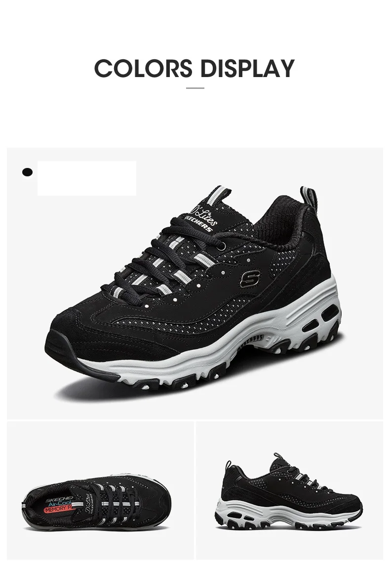 Skechers D'LITES/Повседневная обувь; женские модные теннисные кроссовки на платформе; женские дышащие кроссовки на плоской подошве; 13142-BKW