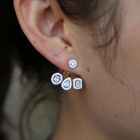 geometry stud earrings for women statement ear jewelry wholesale 2018 luxury aaa sparking cz cubic zirocnia wedding gift