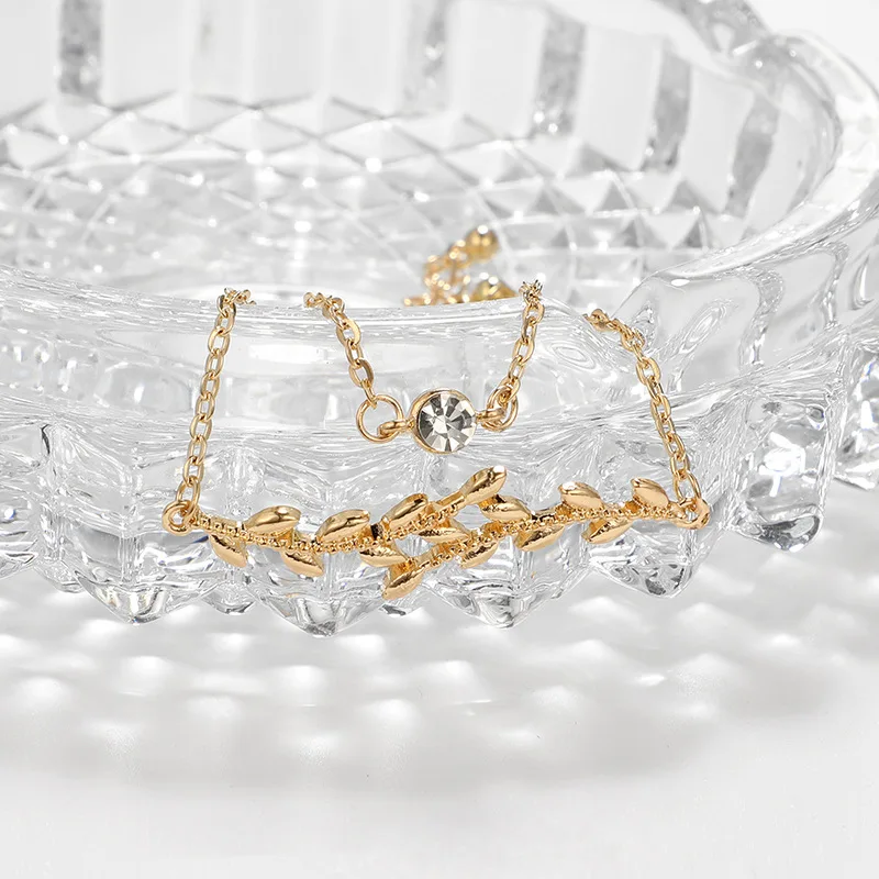 Fashion accessories simple alloy gold crystal moon round leaf 4 pieces set open Bracelets for women party jewelry bangle gift | Украшения и