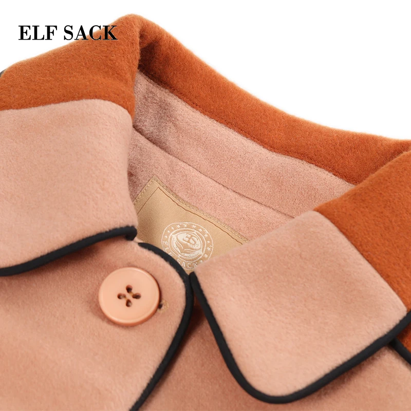 Женское шерстяное пальто ELF SACK длинное повседневное из 33.5% шерсти с широкой