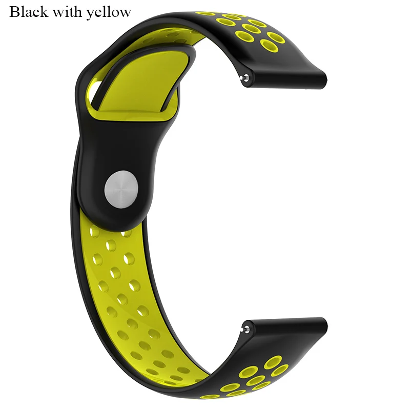 Black with yellow BOORUI amazfit ремешок Bip 20 мм 22 мм двойной цвет силиконовый сменный ремешок для Xiaomi Huami Amazfit Bip Молодежные часы - Цвет: Black with yellow