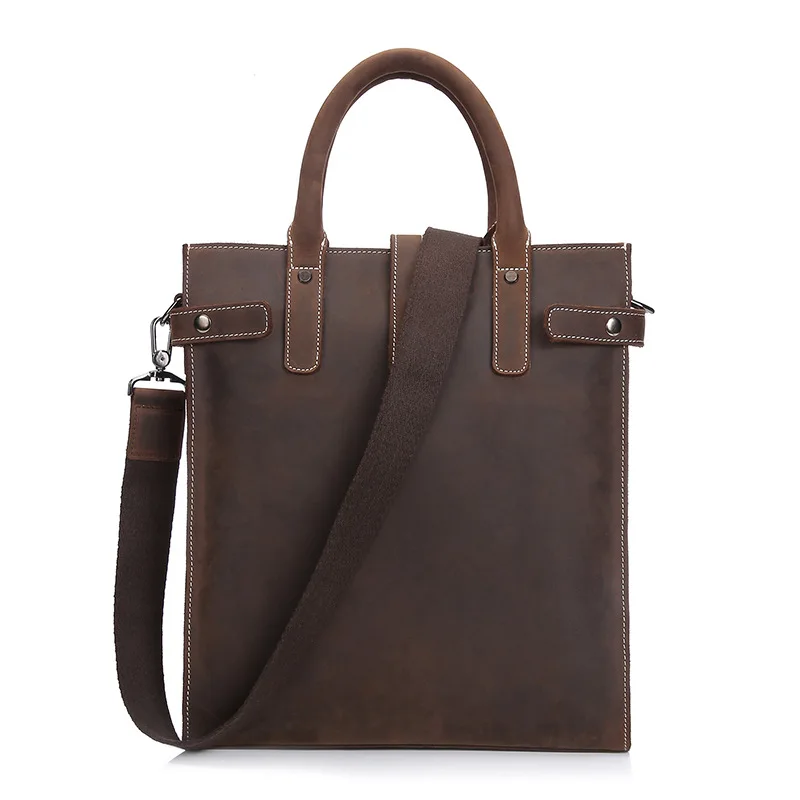 

New Genuine Leather Business Men's Briefcase Office Laptop Bag vintage simple Pure color work bag men coffee men bag male