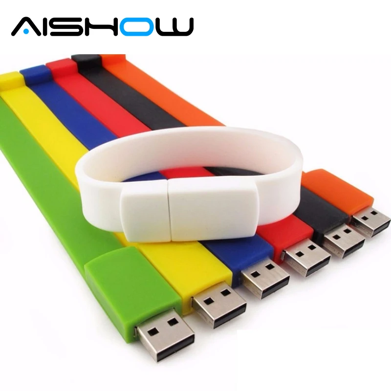

100% de la capacidad real de Silicona Pulsera de silicona 64GB 32G 16GB 8GB 4GB USB 2.0 Unidad Flash USB Pen Drive Stick U Disco