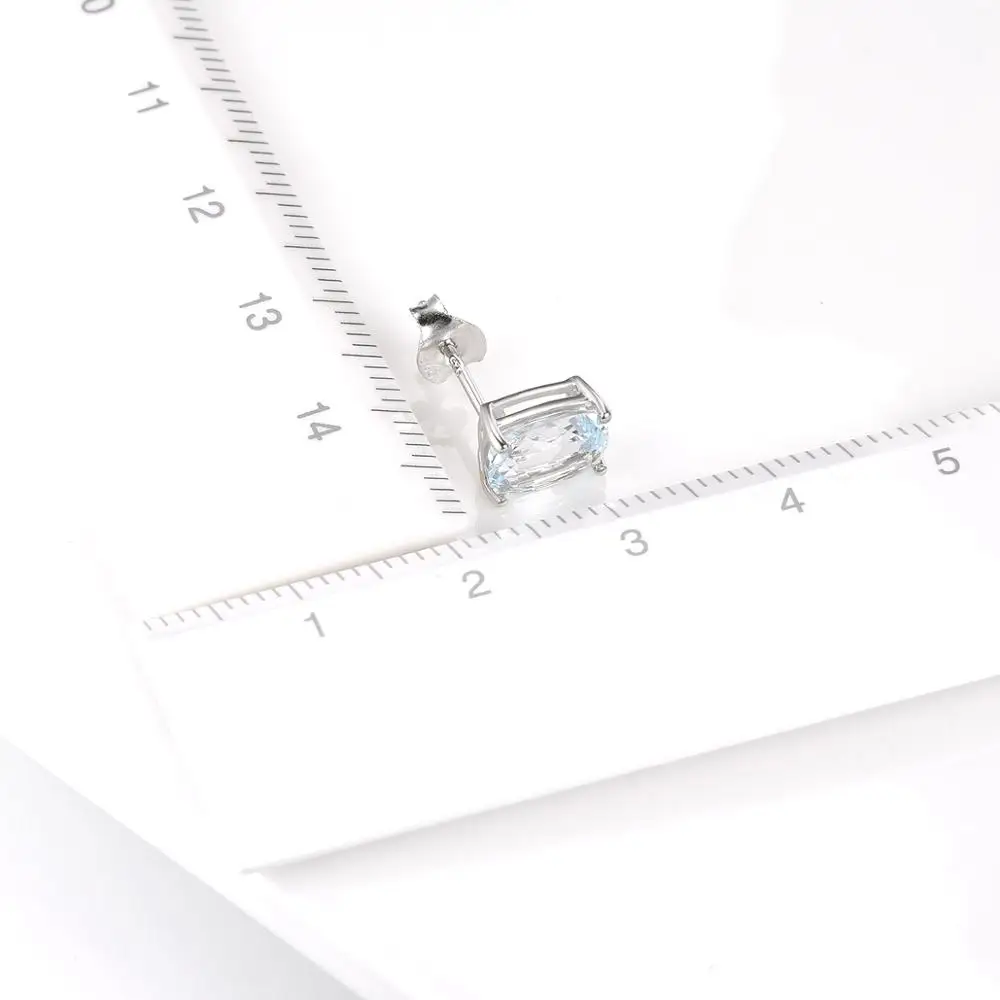 Hutang 2.21ct Натуральный аквамарин серьги гвоздики Твердые 925 пробы серебро драгоценный камень изящные элегантные ювелирные изделия для женщин лучший подарок