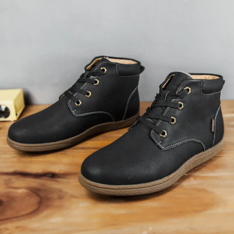 Genuine Leather Mens Ankle Boots Breathable Men High Top Shoes Outdoor Casual Males Winter Homme Large Size Lx5 | Обувь