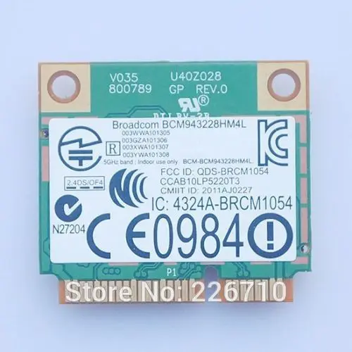 Беспроводной ноутбук DW1530 P/N 1JKGC BCM943228HM4L 300 Мбит/с 802 11 A/G/N Mini PCI-E WLAN для Dell Inspiron 1320 11z