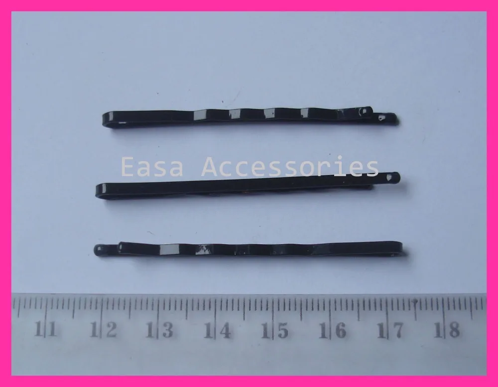 

50PCS 2.0mm*5.5cm Black plain four waved Metal Bobby Pins hair slides with smooth enamel round tips at nickle free &lead free