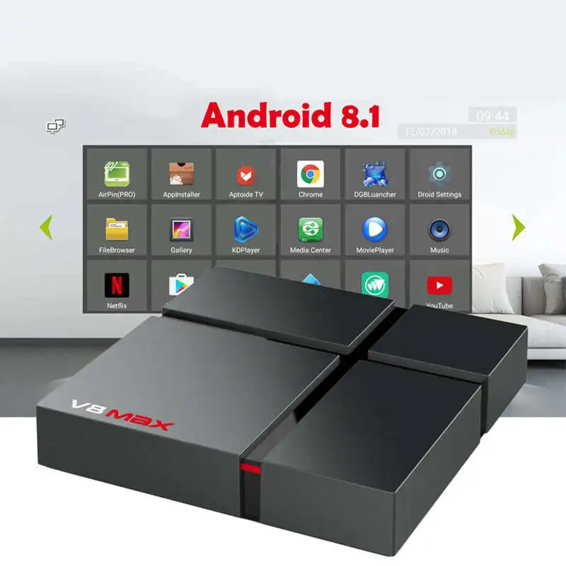 V8 Max Android 8 1 Smart Tv Box Amlogic S905X2 Lpddr4 четырехъядерный двойной Wifi Bt 2 4G/5G 4K видео