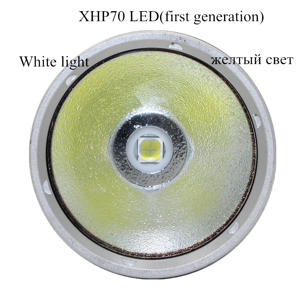 구매 슈퍼 브라이트 XHP70 LED 다이빙 손전등, 방수 다이브 손전등 옐로/화이트 라이트 전술 스피어피싱 토치