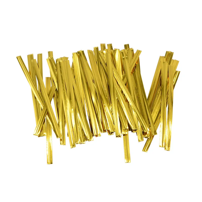 100pcs gold wire 100 шт рождественские украшения конфеты леденцы печенья Упаковочные пакеты прозрачный пластиковый пакет День рождения Свадьба Рождество вечеринка Декор подарочные пакеты - Цвет: 100pcs gold wire