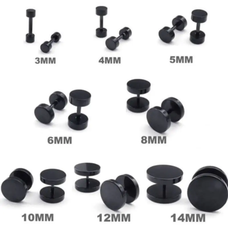

20pcs Free Shippment Stianless Steel Body jewelry- 3mm up t0 14mm Black Ear Stud Fake Ear Plug Cheater Plugs Hot Sell