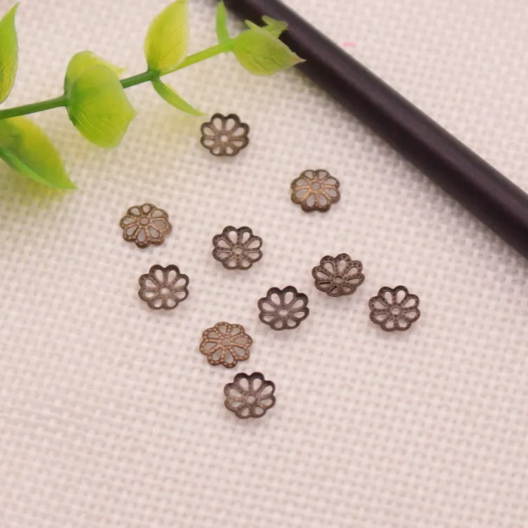 400 шт. 7 мм 24 К латунь Креста Бусины шапки кисточкой высокое качество DIY ювелирных