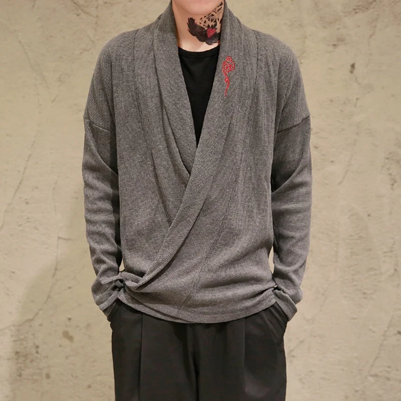 Кимоно FF2087 мужское трикотажное традиционное японское кимоно хаори Оби в