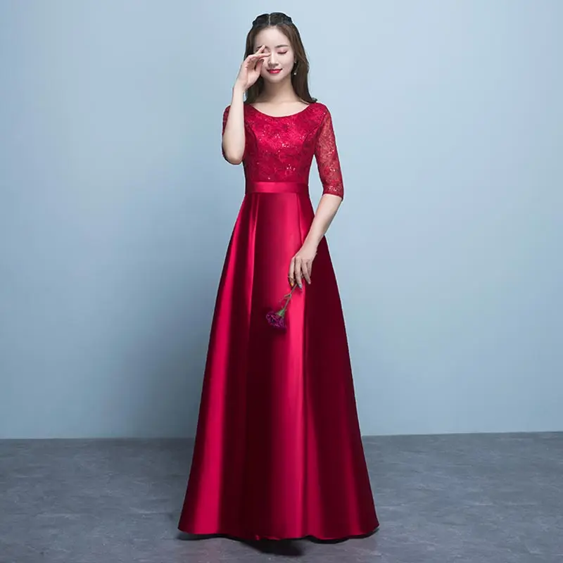 FADISTEE New arrival Vestido De Festa Long Evening Dress Bride Party Prom Dresses sequins lace A-line sexy simple half sleeves | Свадьбы и