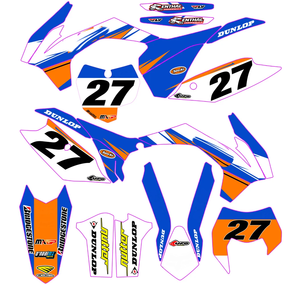 Для KTM EXC- SX SX-F SXF 2013- ИНДИВИДУАЛЬНЫЙ глянцевый номер полная графика и Фоновые наклейки Наклейка 3M клей