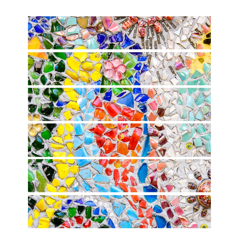 

6pcs/set Colorful Stone Stair Stickers 3D Waterproof Removable Self-adhesive Wall Floor Stickers Decals Wallpaper Decor 18*100cm