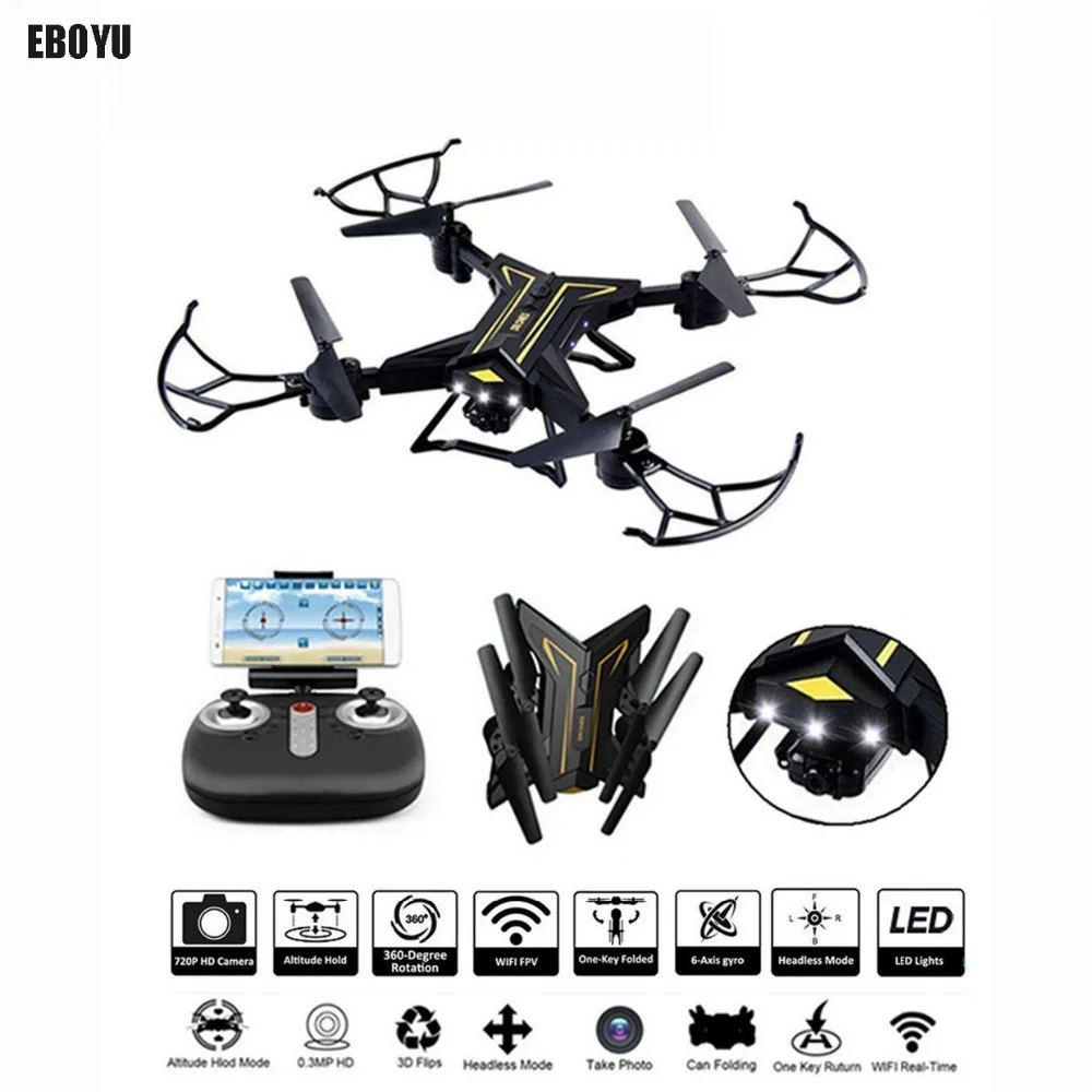 Складной Дрон EBOYU KY601 2 4 ГГц Радиоуправляемый для селфи с Wi Fi FPV 720P HD камера