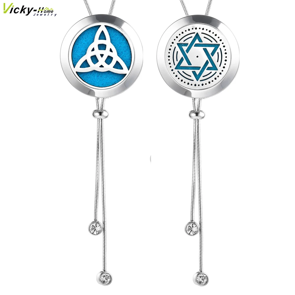 Essential Oils Necklace Stainless Steel Aromatherapy Diffuser Locket Felt Pads 35.5in Adjustable Snake Chain Perfume Pendan