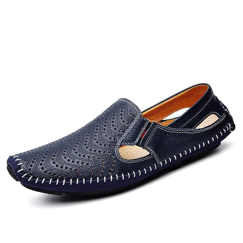 Summer Men Loafers Genuine Leather Casual Shoes Fashion Slip On Driving Breathable Moccasins |