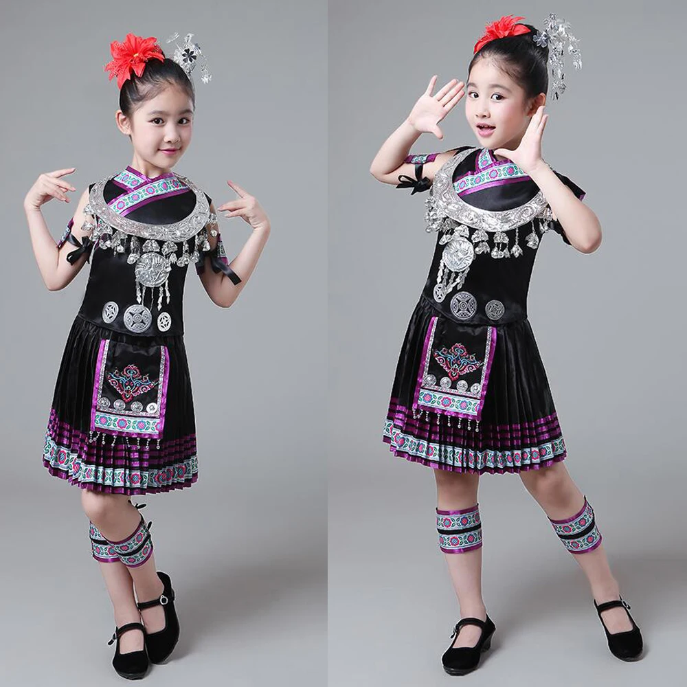 Детская одежда Hmong летние детские костюмы для выступлений бальных танцев девочек
