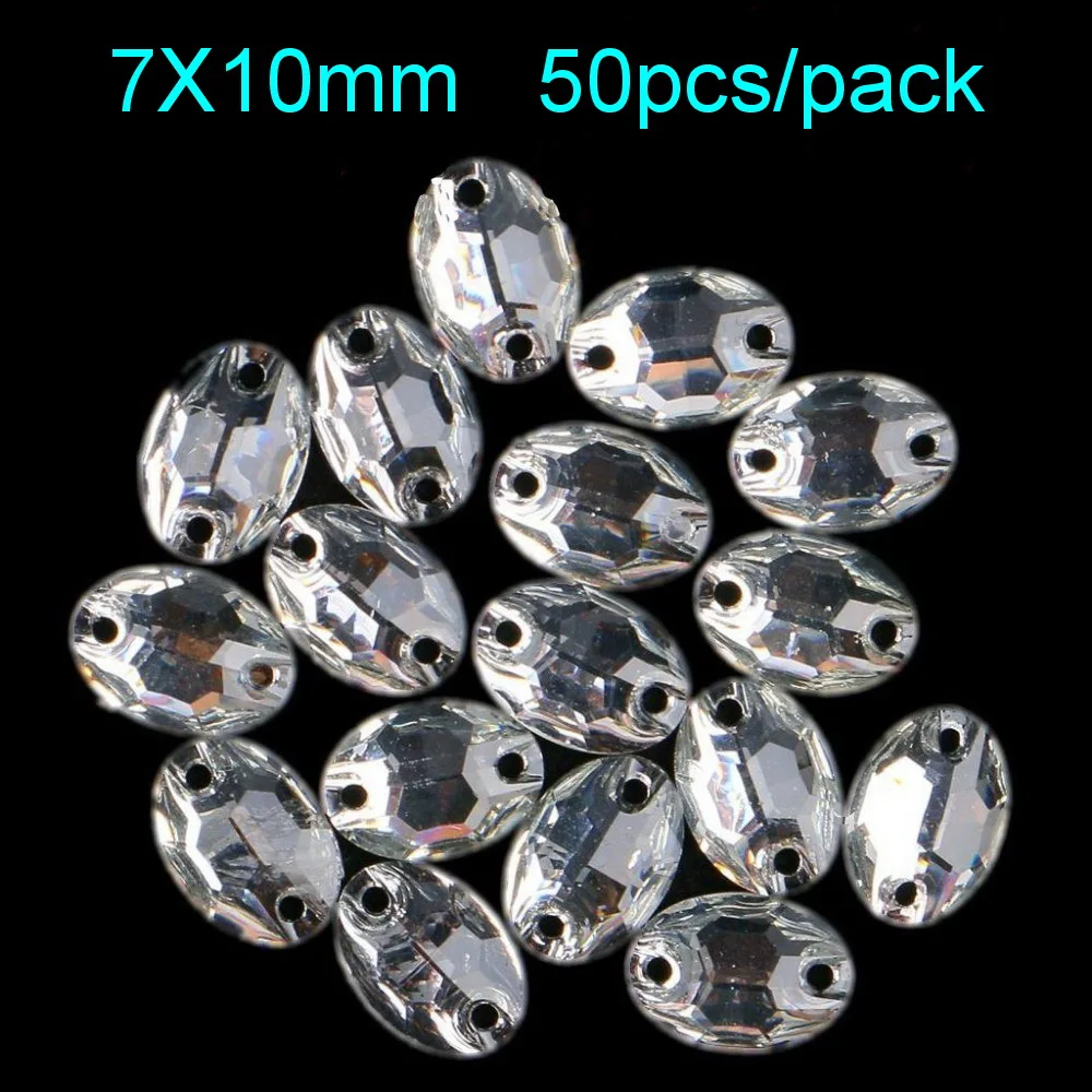 DIY Crystal AB Resin Oval Sewing On Rhinestones Flatback Sew Ellipse Crystals With Two Holes For Wedding Dress Crafts | Дом и сад