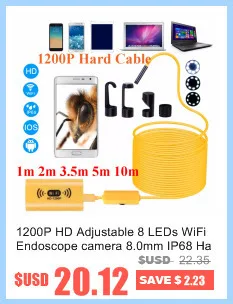 LESHP 2 м 7 мм объектив USB эндоскоп водонепроницаемый IP67 USB OTG Змея бороскоп труба 0,3 мегапикселя камера для ПК