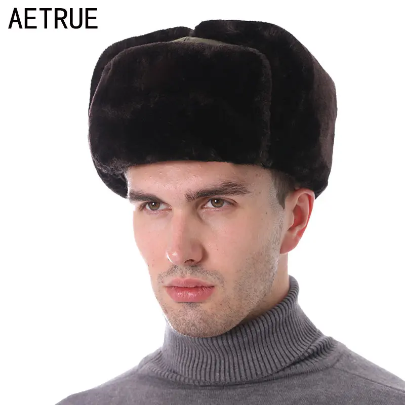 AETRUE зимняя шапка бомбер мужские зимние головные уборы для мужчин и женщин