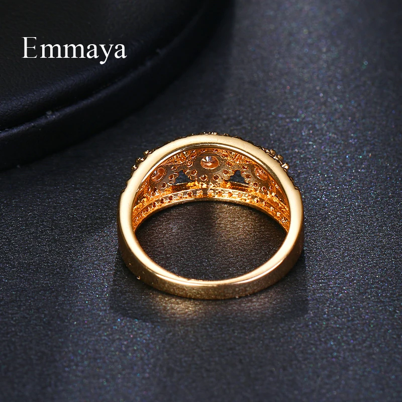Emmaya модное роскошное Золотое циркониевое кольцо цвета шампанского женское