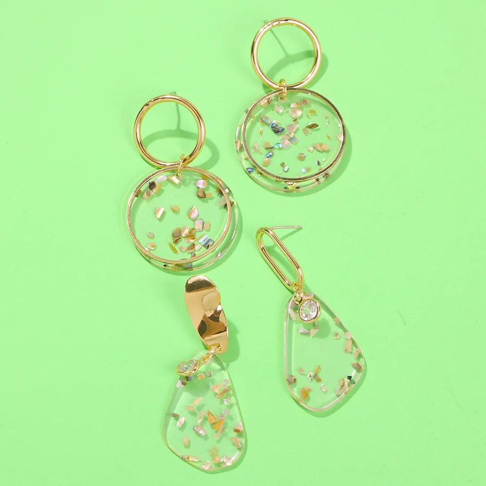 Женские круглые геометрические серьги LEADERBEADS из прозрачной смолы в Корейском