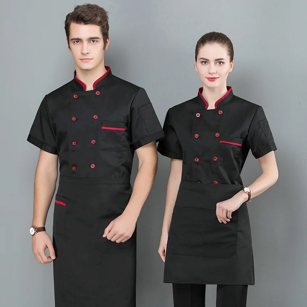 Шеф повар для мужчин и женщин воротник стойка двубортный летняя дышащая с