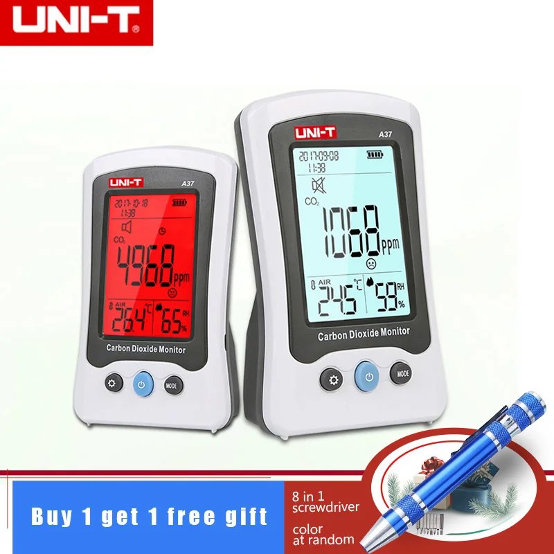 

1Pcs UNI-T A37 Digital Carbon Dioxide Detector Laser Air Quality Monitoring Tester CO2 Detection 400~5000PPM For Home & Battery