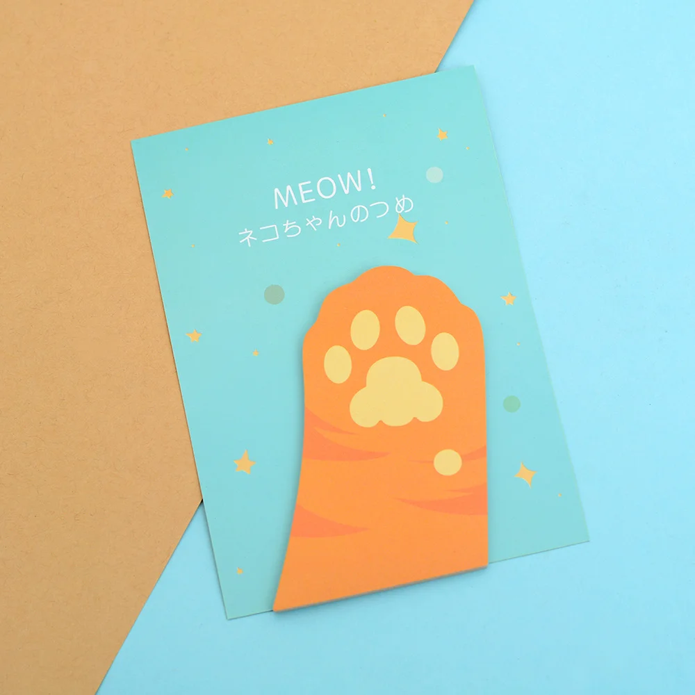 Милый блокнот Meow с кошачьими лапами Блокнот записная книжка самоклеющаяся
