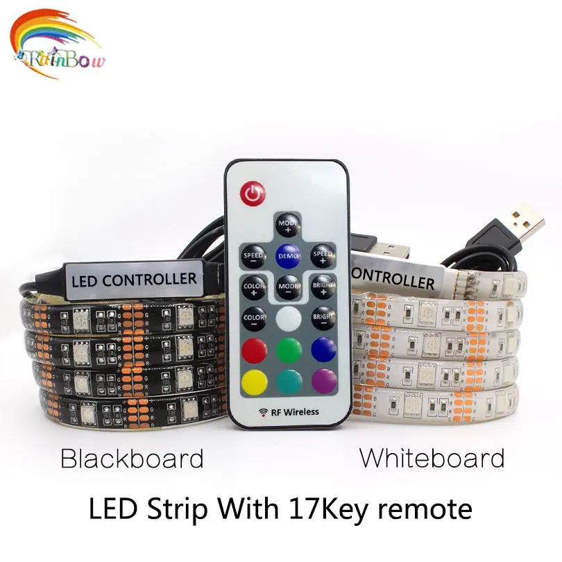 DC5V USB светодио дный полосы 5050 RGB Гибкие Light 1 м ТВ фонового освещения клейкая лента