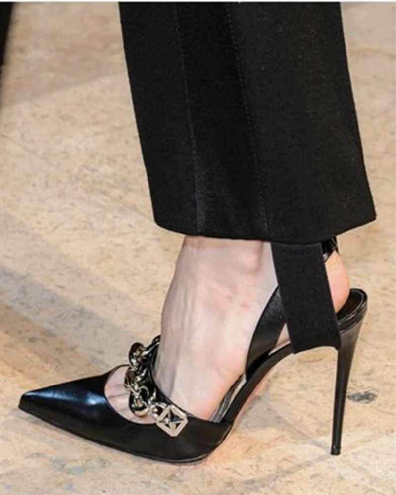 Сандалии с закрытым носком элегантные летние туфли на тонком каблуке острым