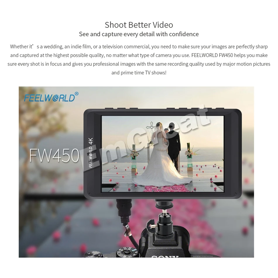 Feelworld FW450 4 5 дюймовый IPS 4K HDMI на камере полевой монитор 1280x800 HD портативный ЖК для