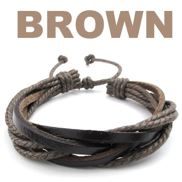 Вязаный кожаный браслет ручной работы удобно носить без металла регулируемая