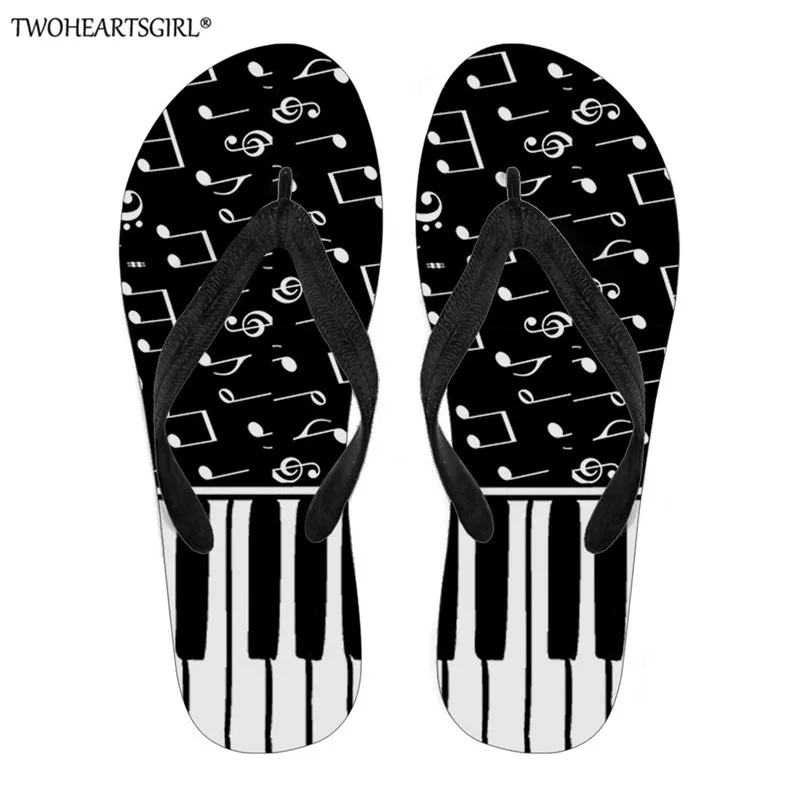 Пляжные шлепанцы twoheart sgirl тапочки с 3D рисунком музыкальных нот пианино плоская