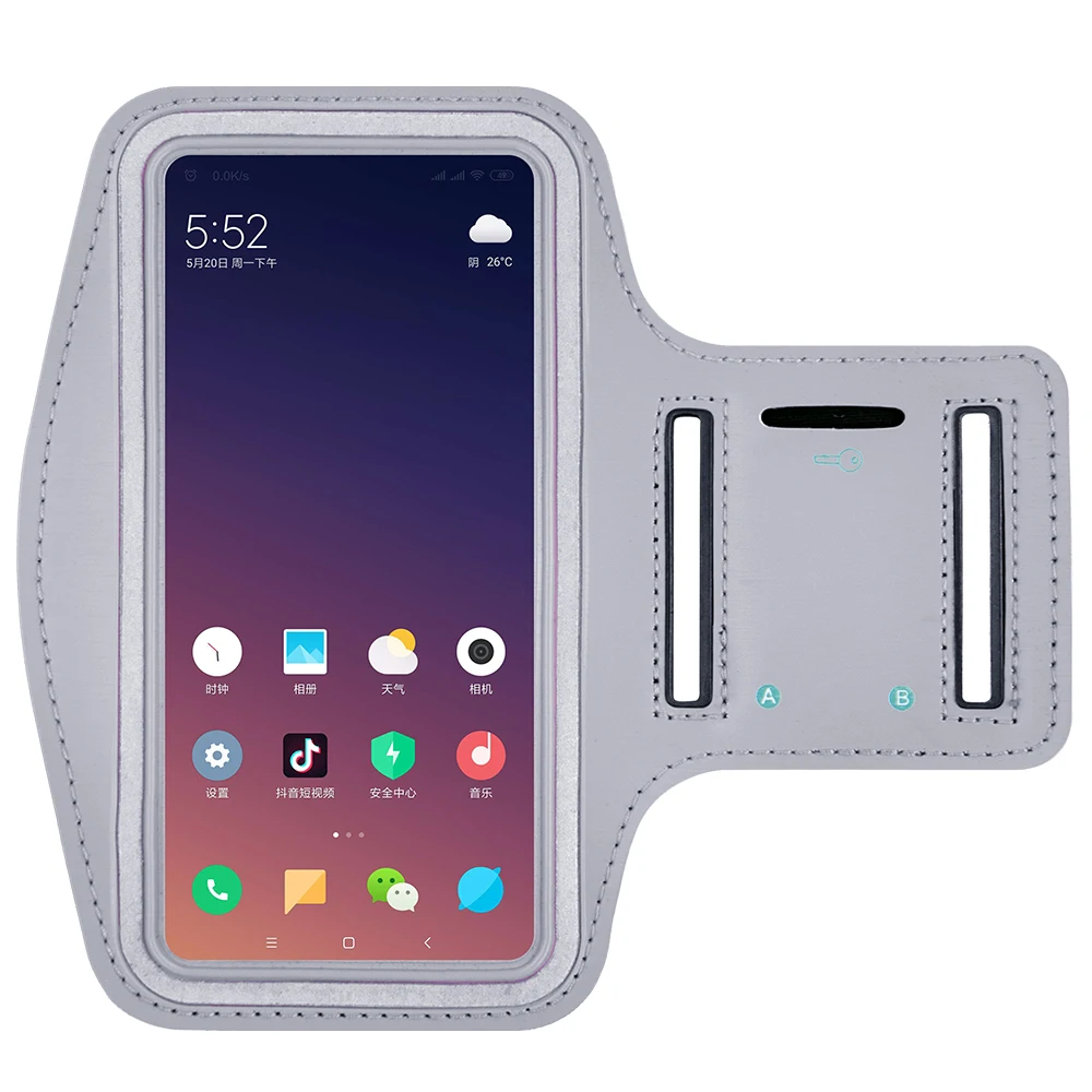 Спортивная сумка на руку браслет унисекс для Redmi k20pro note 8 7 Pro mi9se 8 7 6 Сумка для бега сумка на руку для мобильного телефона универсальный чехол для улицы - Цвет: Серебристый