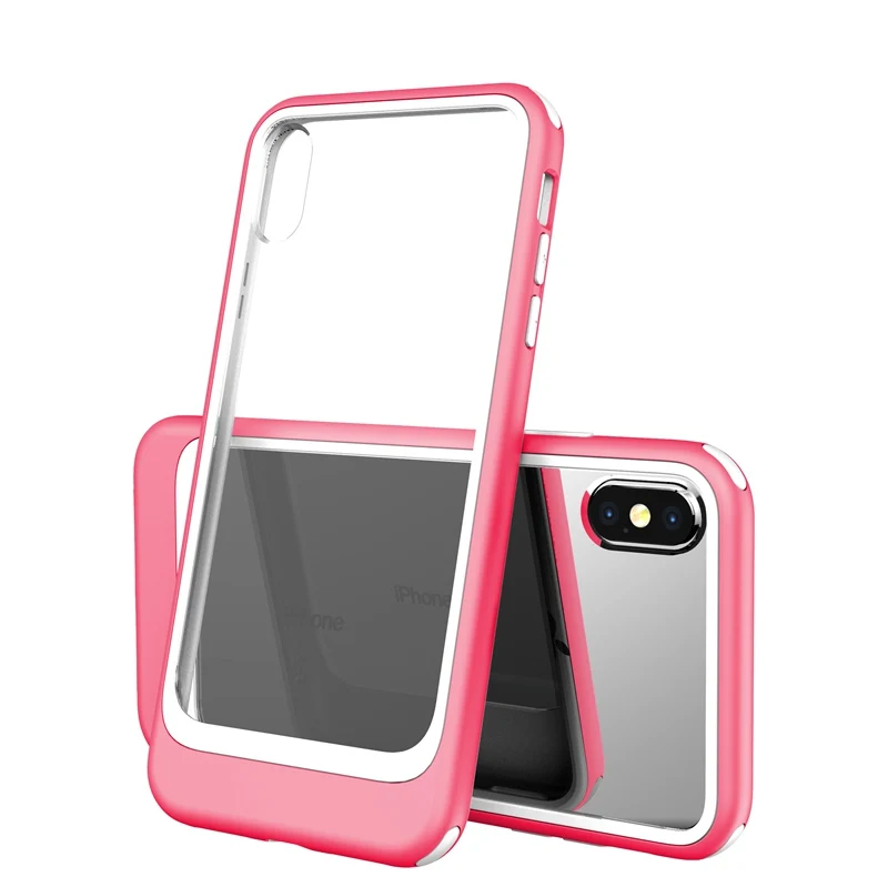 Hot Pink White Чехол для iPhone XS Max XR XS X 7 8 Plus, хит цвета, 2 в 1, комбинированный прозрачный акриловый защитный чехол, защитный чехол для iPhone 11 Pro 11 Pro Max - Цвет: Hot Pink White