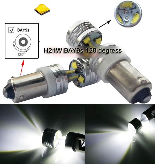 2x Canbus без ошибок H21W BAY9s 120 degress 30W высокомощный светодиодный объектив лампы для