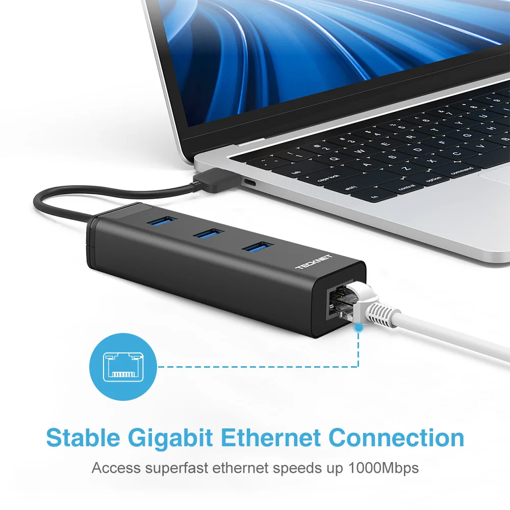 TeckNet 3 порта USB3.0 концентратор 10/100/1000 гигабитный Ethernet LAN проводной сетевой адаптер